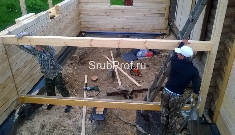 Пристройка из профилированного бруса к срубу