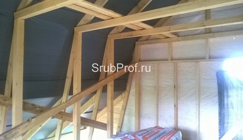 Отделка бани с ломаной крышей