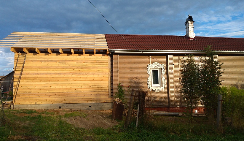 Пристройка к дому из профилированного сухого бруса 145х145мм 6х5м