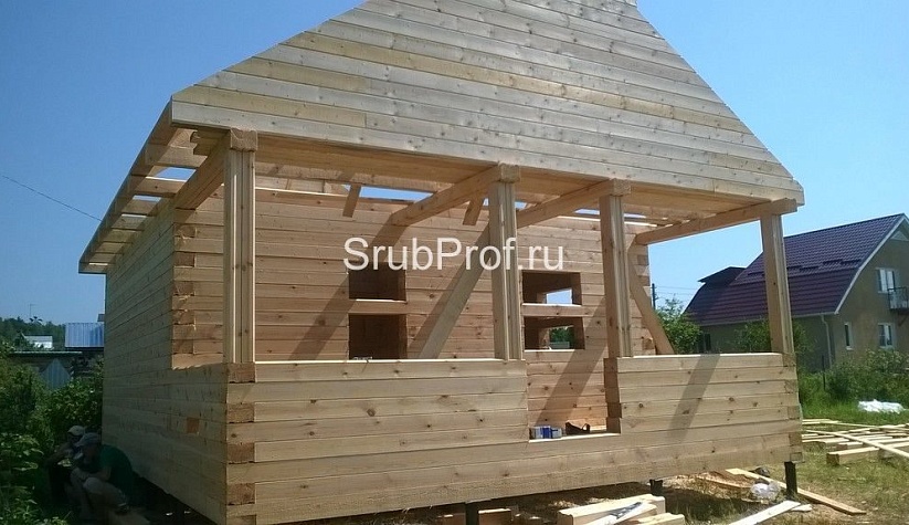 Баня из профилированного бруса 6х8 по проекту "Классная"