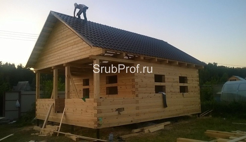 Баня из профилированного бруса 6х8 по проекту "Классная"